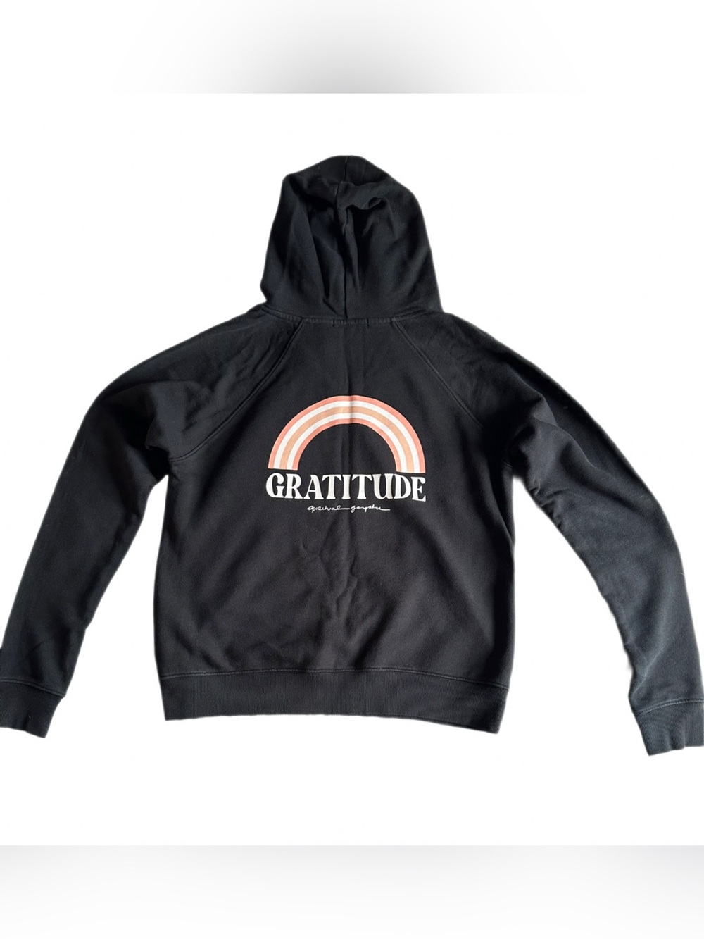 Spiritual Gangster Gratitude Rainbow Zip Hoodie Black Women’s Medium